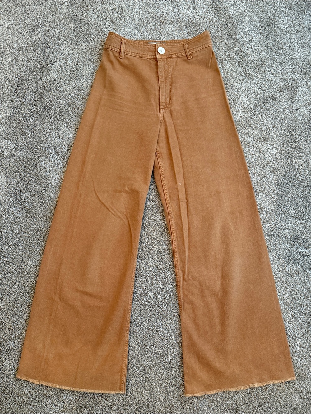 Zara The Marine Straight High-Waist Wide-Leg Brown Pants